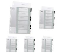 Leitz Wow Printable Index, Extra-Wide, 1-6 Numbered Tabs, PP, A4, White/Black (Pack of 5)