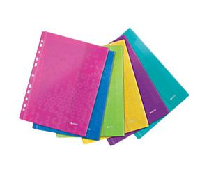 Leitz WOW Punched Pockets 4707 A4 With Flap Embossed Polypropylene 200 Micron Assorted Pack of 6