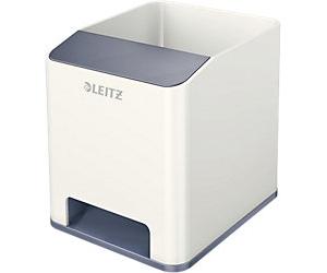 Leitz WOW Sound Pencil Pot Dual Colour White, Grey 9 x 10 x 10.1 cm