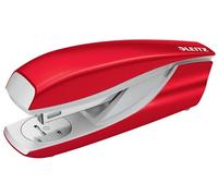 Leitz Wow Stapler, 30 Sheets Stapler Including 200 x Staples, Ergonomic Metal Stapler with Plastic Elements, Ideal for Office, Home Office, Shops & School, Red, 55022026