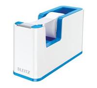 Leitz Tape Dispenser, Heavy Base with Tape, Wow Range, White/Metallic Blue