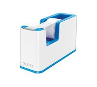 Leitz WOW Tape Dispenser, Heavy Base, Tape Included, White/Metallic Blue