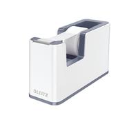 Leitz WOW Tape Dispenser, Heavy Base, Tape Included, Pearl White/Grey