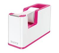 Leitz Tape Dispenser, Heavy Base with Tape, Wow Range, White/Metallic Pink