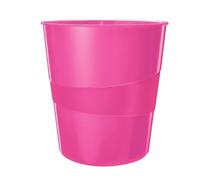 Leitz 15 Litre Waste Bin, Plastic, Wow Range, Metallic Pink