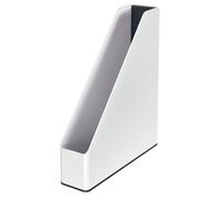 Leitz Wow White Black Plastic Home Office Desktop Storage Organiser Tidy A4 Paper Document Catalogue Holder Open Top Magazine File