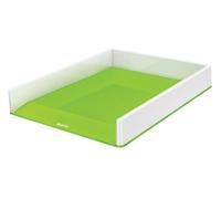 Leitz Wow White Green Plastic Home Office Desktop Storage Organiser Rectangular Stackable A4 Paper Document Magazine Letter Tray