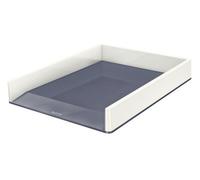 Leitz Wow White Grey Plastic Home Office Desktop Storage Organiser Rectangular Stackable A4 Paper Document Magazine Letter Tray