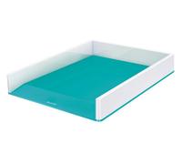 Leitz Wow White Ice Blue Plastic Home Office Desk Storage Organiser Rectangular Stackable A4 Paper Document Magazine Letter Tray