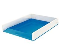 Leitz Wow White Metallic Blue Plastic Home Office Desk Storage Organiser Rectangular Stackable A4 Document Magazine Letter Tray