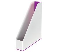 Leitz Wow White Purple Plastic Home Office Desk Storage Organiser Tidy A4 Paper Document Catalogue Holder Open Top Magazine File