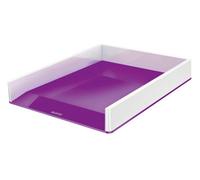 Leitz Wow White Purple Plastic Home Office Desktop Storage Organiser Rectangular Stackable A4 Paper Document Magazine Letter Tray