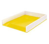 Leitz Wow White Yellow Plastic Home Office Desktop Storage Organiser Rectangular Stackable A4 Paper Document Magazine Letter Tray