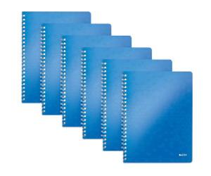 LEITZ Wow Wirebound Notebook A4 Ruled Blue Pack of 6