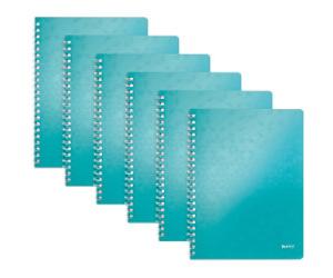 LEITZ Wow Wirebound Notebook A4 Ruled Ice blue Pack of 6