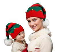 LEIWEIJIE Kids Christmas Elf Beanie Hat Knit Santa Hat Xmas Red and Green Hat for Boys Girls，Warm Parent Child Knitted Hat (Adult+Child)