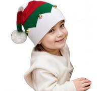 LEIWEIJIE Parent Child Christmas Hat, Children's Christmas Elf Beanies Hat, Warm Knitted Hat, baby and Children's Adult New Year party Red and White Green Hat (Child)