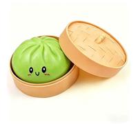 LEIWEIJIE Rainbow Dumplings Sensory Squeeze Toy, Giant Soft Sticky Dough with Steamer, Multicolour Decompression Fidget Toy for Children and Adults (Green)