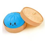 LEIWEIJIE Rainbow Dumplings Sensory Squeeze Toy, Giant Soft Sticky Dough with Steamer, Multicolour Decompression Fidget Toy for Children and Adults (Blue)