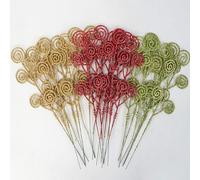 Leixi 24Pcs Christmas Glitter Picks Sprays,Artificial Candy Twigs Branches for Xmas Tree Decoration Vase Filler Flower Arrangment Christmas Wreath DIY Crafts Decor (Multi)