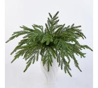 Leixi 36pcs Christmas Real Touch Norfolk Stems, 15Inch Artificial Pine Branches Faux Evergreen Pine Sprigs Fake Foliage Greenery Picks for Christmas Wreath Making DIY Crafts Home Decoration