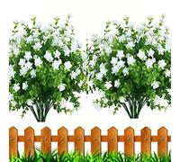 Leixi 6pcs Artificial Flowers Outdoor UV Resistant Plants, Faux Plastic Corn-flower Greenery Shrubs Plants Indoor Outside Hanging Planter Kitchen Home Wedding Office Garden Decor (white)