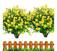 Leixi 6pcs Artificial Flowers Outdoor UV Resistant Plants, Faux Plastic Corn-flower Greenery Shrubs Plants Indoor Outside Hanging Planter Kitchen Home Wedding Office Garden Decor (yellow)