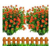 Leixi 6pcs Artificial Flowers Outdoor UV Resistant Plants, Faux Plastic Corn-flower Greenery Shrubs Plants Indoor Outside Hanging Planter Kitchen Home Wedding Office Garden Decor (orange)