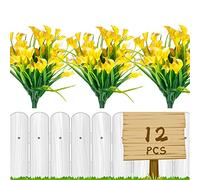 Leixi Artificial Flowers,12Pcs Fake Calla Lily Flowers Plants Outdoor Decor,UV Resistant Faux Plants Plastic Spring Flower Indoor Outside Hanging Planter Home Kitchen Garden Porch Decor (Yellow)
