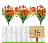 Leixi Artificial Flowers,12Pcs Fake Calla Lily Flowers Plants Outdoor Decor,UV Resistant Faux Plants Plastic Spring Flower Indoor Outside Hanging Planter Home Kitchen Garden Porch Decor (Sunset)