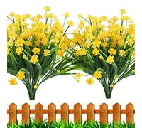 Leixi Artificial Flowers, 6pcs Fake Outdoor UV Resistant Plants Faux Plastic Greenery Shrubs Indoor Outside Hanging Planter Home Kitchen Office Wedding Garden Decor (Yellow)