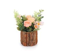 Leixi Artificial Flowers with Pot, Combination of Fake Silk flowers and Greenery,Small Plant Potted Decor for window box,Office,Bookshelf,Bedroom, Living Room,Party,Wedding Decorations (Ligth Pink)