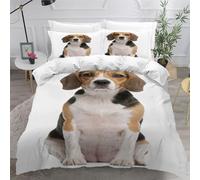 LeIxIaO Beagle Duvet Cover Single Size Dog Animal 3D Printed Bedding Set 3PCs Ultra Soft Microfiber with 2 Pillowcases and Zipper Closure Decor Bedspread Cover