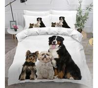 LeIxIaO Bernese Mountain Dog Duvet Cover Single Size Dog Animal 3D Printed Bedding Set 3PCs Ultra Soft Microfiber with 2 Pillowcases and Zipper Closure Decor Bedspread Cover