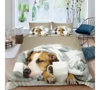 LeIxIaO Duvet Cover Single Size Staffordshire Bull Terrier Printing Bedding Set Lightweight Luxury Bedroom Decor 3Pcs Dog Cute Soft Microfiber Comforter Cover With Zipper Closure+2 PillowCases