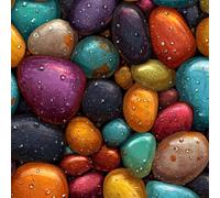 LeIxIaO Removable Peel and Stick Wallpaper 17.3" x 197" Colored Stones Self Adhesive Wallpaper Art Cartoon for Drawers Furniture Makeovers Easy to Install Wall Paper
