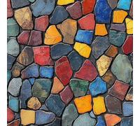 LeIxIaO Removable Peel and Stick Wallpaper 17.3" x 197" Colored Stones Self Adhesive Wallpaper Irregular Mosaic for Drawers Furniture Makeovers Easy to Install Wall Paper
