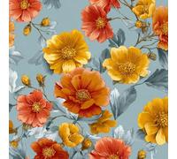LeIxIaO Removable Peel and Stick Wallpaper 17.3" x 197" Marigold Self Adhesive Wallpaper Yellow Flower for Drawers Furniture Makeovers Easy to Install Wall Paper