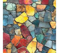 LeIxIaO Removable Peel and Stick Wallpaper 17.3" x 393" Colored Stones Self Adhesive Wallpaper Irregular Mosaic for Drawers Furniture Makeovers Easy to Install Wall Paper