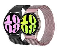 LEIXIUER 2 Pack Milanese Loop Strap for Samsung Galaxy Watch 7/FE/6/6 Classic Strap 40mm 44mm 43mm 47mm,20mm Metal Mesh Band with Magnetic Lock for Galaxy Watch 4/5for Amazfit GTS 4/3,Black/Rose gold