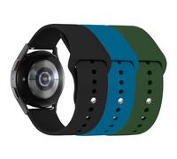 LEIXIUER 3 Pack Sport Straps for Samsung Galaxy Watch 7 FE 6 5 4 Active 2 Strap 40mm 44mm 42mm 46mm 43mm 47mm,20mm Soft Silicone Sport Strap for Galaxy watch 3 41mm 5 Pro 45mm,Black/Green/Slate blue