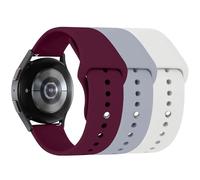 LEIXIUER 3 Pack Sport Straps for Samsung Galaxy Watch 7 FE 6 5 4 Active 2 Strap 40mm 44mm 42mm 46mm 43mm 47mm,20mm Soft Silicone Sport Strap for Galaxy watch 3 41mm 5 Pro 45mm,Wine/Grey/White