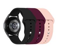 LEIXIUER 3 Pack Sport Straps for Samsung Galaxy Watch 7 FE 6 5 4 Active 2 Strap 40mm 44mm 42mm 46mm 43mm 47mm,20mm Soft Silicone Sport Strap for Galaxy watch 3 41mm 5 Pro 45mm,Black/Pink/Wine red