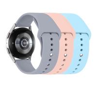 LEIXIUER 3 Pack Sport Straps for Samsung Galaxy Watch 7 FE 6 5 4 Active 2 Strap 40mm 44mm 42mm 46mm 43mm 47mm,20mm Soft Silicone Sport Strap for Galaxy watch 3 41mm 5 Pro 45mm,Grey/Light blue/Pink