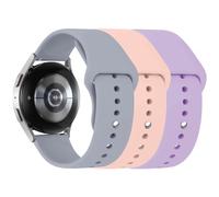 LEIXIUER 3 Pack Sport Straps for Samsung Galaxy Watch 7 FE 6 5 4 Active 2 Strap 40mm 44mm 42mm 46mm 43mm 47mm,20mm Soft Silicone Sport Strap for Galaxy watch 3 41mm 5 Pro 45mm,Lavender/Pink/Grey