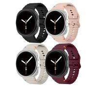 LEIXIUER 4 Pack No Gap Straps for Samsung Galaxy Watch 8 strap 44mm 40mm/8 Classic 46mm for Men Women,One-Click Soft Silicone Sport Band for Samsung Watch 8 strap 40 mm 44 mm/8 classic 46 mm