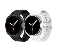 LEIXIUER 4 Pieces Sport Band for Samsung Galaxy Watch 8 40mm 44mm/8 Classic 46mm, Soft Silicone Strap for Galaxy Watch 8 Classic 46mm Men/Women, 6-Black/White, Classic