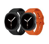 LEIXIUER 4 Pieces Sport Band for Samsung Galaxy Watch 8 40mm 44mm/8 Classic 46mm, Soft Silicone Strap for Galaxy Watch 8 Classic 46mm Men/Women, 10-Black/Orange, Classic