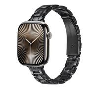 LEIXIUER Resin Band Compatible with Apple Watch Bands 38mm 40mm 41mm 42mm 44mm 45mm 46mm,Women Thin Lightweight Strap for iWatch SE Thin Bracelet Series 10 9 8 7 6 5 4 3, Black blossom, 38/40/41/42mm