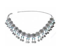 LEIXIUSM Metal Flower Coin Tassel Waist Chains Body Jewelry Belly Dance Belt Charm Body Chain Jewelry for Women Belts